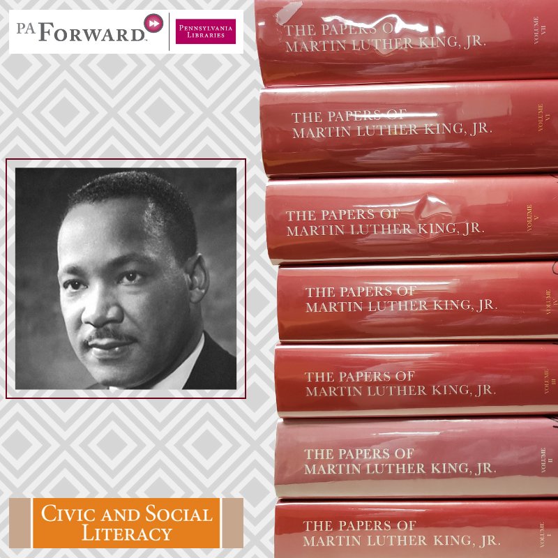 Happy #MartinLutherKingJrDay ! The library has a 7 volume series that collects the speeches, letters, and work Rev. King produced throughout his activism for civil rights. Learn more about the man, his beliefs, and philosophies!
#PAForward #CivicLiteracy
mclinc.polarislibrary.com/polaris/search…