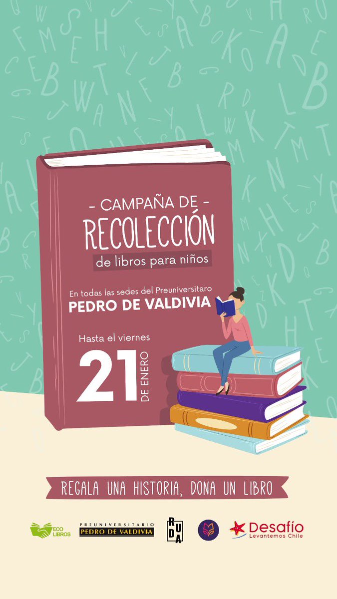 EcoLibrosChile's tweet photo. Sigue nuestra campaña junto a @DesafioChile y @preupdv dona tus libros, dona cultura https://t.co/sEzCOX2jY1