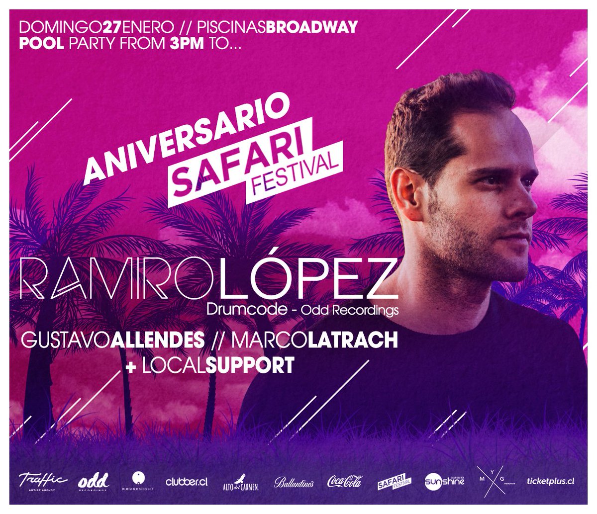 espacio_bwy's tweet photo. ¡Se acerca el gran aniversario de #SafariFestival en las piscinas de #EspacioBroadway!🌈🏊🏻‍♂️
¡Sé parte de la mejor #PoolParty de Santiago! @Sunkeys.cl ☀💦🕺🏻
#RamiroLopez ♫ pool party Drumcode - E. Broadway https://t.co/LGHz4X5brr