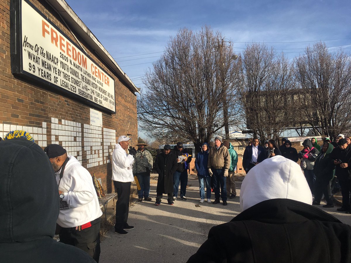 JuliaKirt's tweet photo. Gathering for the Silent March in honor Martin Luther King Jr Day #mlkokc https://t.co/PwuQgVKJCj