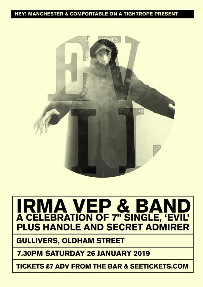 THIS SATURDAY: @irmavepmate headliners <a href="/GulliversNQ/">Gullivers</a> - with his band! Plus support from Handle (D.U.D.S. / B.E.T.H.) and Secret Admirer (Former Bullies / Dinner Party). Full info: heymanchester.com/irma-vep-band <a href="/___TIGHTROPE___/">comfortableona</a>