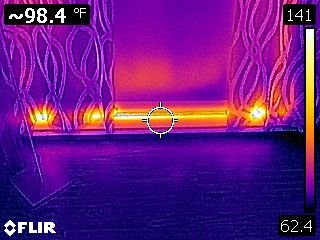 DylanChalk1's tweet photo. These IR images show how one ought to be alarmed with curtains in contact baseboard heaters #homeinspection #basicsafety https://t.co/mg02oXabrz