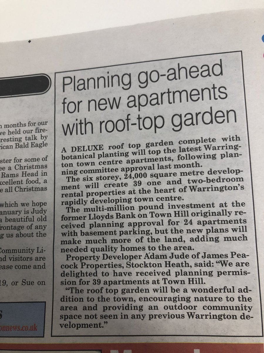 Great to see our news in South Warrington News.  We can’t wait for this development. 39 luxury apartments in central warrington near <a href="/wolvesrl/">#uptheVikings</a> <a href="/WarringtonBC/">Warrington Borough Council</a> <a href="/WarringtonBEx/">Warrington Business Exchange</a>