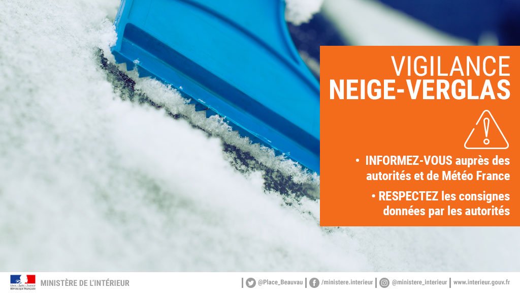 🌨️⚠️A partir de mardi 6h00, la #SeineEtMarne est placée en #vigilanceorange #neige #verglas.  Le premier épisode neigeux est attendu cette nuit. Anticipez vos déplacements et adaptez votre vitesse.
Consulter la carte de vigilance météo👉bit.ly/2rQdhgl