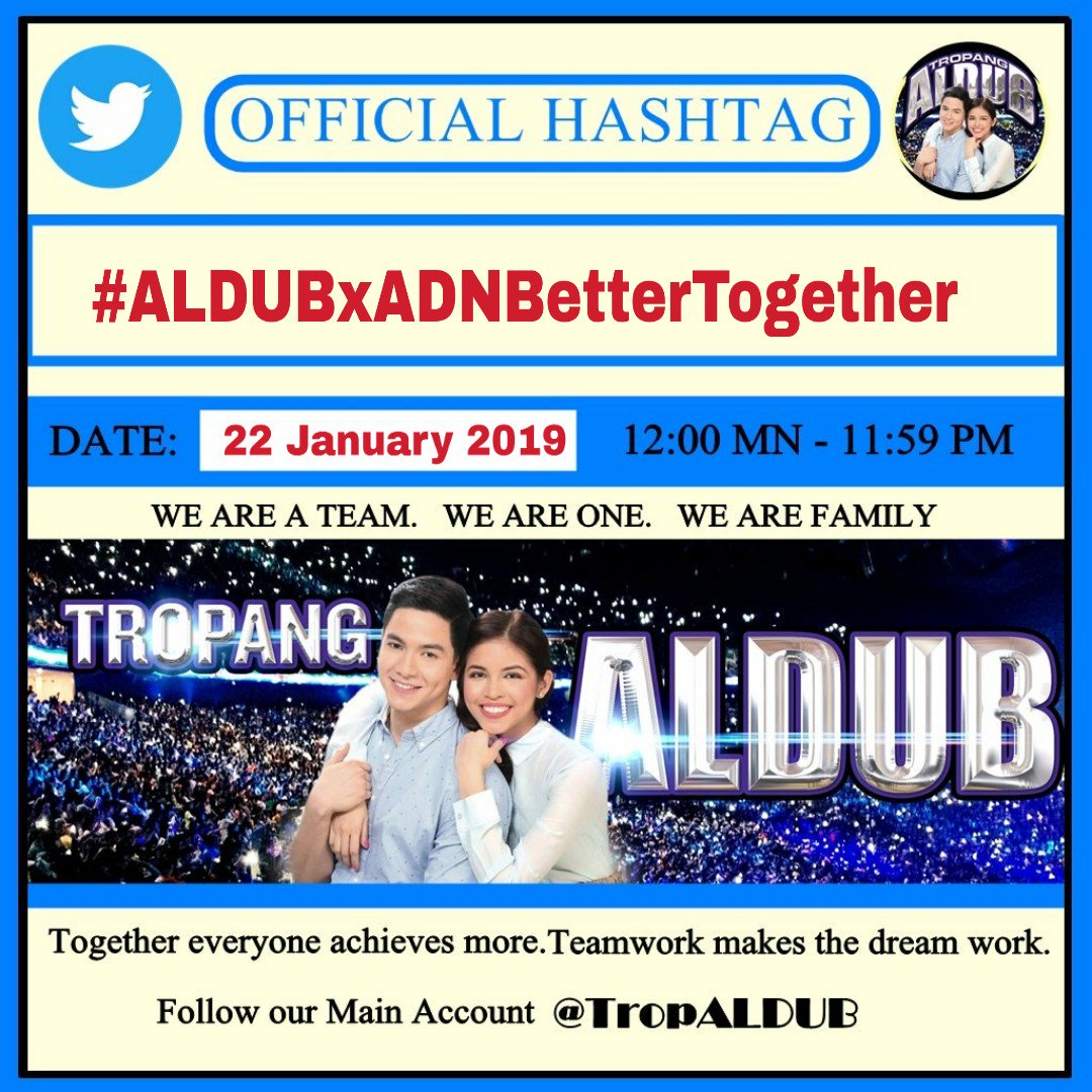 Happy Tuesbae ALDUBNATION
          <a href="/aldenrichards02/">Alden Richards</a> 
          <a href="/mainedcm/">Maine Mendoza</a>
OHT👉 #ALDUBxADNBetterTogether
Morning <a href="/ofctrendsetter/">TEAM OAT ᴬᴰᴺ</a> 
@OFCALDubKoTo 
<a href="/AlDubBigBoyz/">AlDubForTheBigBoyzᴬᴰᴺ</a>
<a href="/ALDUBHashtagSQ/">ADN HASHTAG SQUAD</a>
<a href="/AIFam16/">Ang SALTIK Infinity</a> 
<a href="/iam_ginghs/">🦔 💕MyeS🎀</a> 
<a href="/ALDUBNation/">ALDUBNation</a> 
<a href="/AMInaticsOFC/">AMInatics OFC ᴬᴰᴺ</a> 
<a href="/yodabuda/">YodaBuda</a> 
<a href="/imcr8d4u/">🇸🇦 Don Juan de Mculit™ 🇵🇭</a> 
<a href="/mhellopez19/">Mʜᴇʟ Lᴏᴘᴇᴢ ₛₑₙₜᵢₑ₂₀₁₆</a> 
<a href="/grabesila/">🌺💃DiwatangGala ᴬᴰᴺ 💃🌺</a>