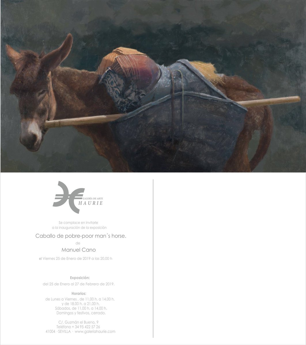 El próximo Viernes a las 20:00h. La exposición “CABALLO DE POBRE” de Manuel Cano. .
. .
#GaleriaHaurie #CulturaSev #ArteSevilla #TDSCultura #TDSActualidad #Arte #Pintura #Artgallery #art #photography #artsy #instaart #beautiful #instagood #gallery #photooftheday #instaartist