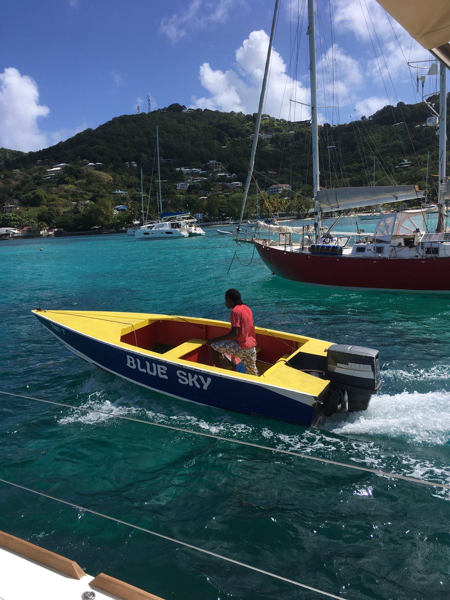 Sail_Cork's tweet photo. Mr Bluesky escorting us to our moorings. Beautiful Bequia #caribbeansailing https://t.co/fnQeNTwU5N