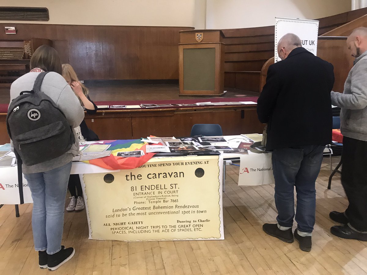 CampervanClub's tweet photo. So delighted to see @CampervanClub represented today by @UkNatArchives at the @QueerHistoryGLD fair! 

#CaravanClub #LGBTIQ will return... Watch this space!
🌈🎩👛🎭🎟🎙❤️🍸🦚💄👯‍♂️🕵🏽‍♂️

#QueerHistory #QueerHeritage #Theatre #Immersive #ClubNight #History #Cocktails #Arrests #Cabaret https://t.co/ZeRuUSTdyP