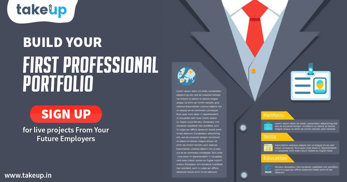 takeup_in's tweet photo. Build your first PROFESSIONAL PORTFOLIO at https://t.co/DSkfEZ8F8r and grace your portfolios with live projects.
#Takeup #LiveProjects #BuildingResume  #ProfessionalProfile #IndustryReady #SkillsEnhancement #Internships #Earn #Study #WorkFromHome #EarnMoney #CollegeLife https://t.co/WBXXnhrYwy