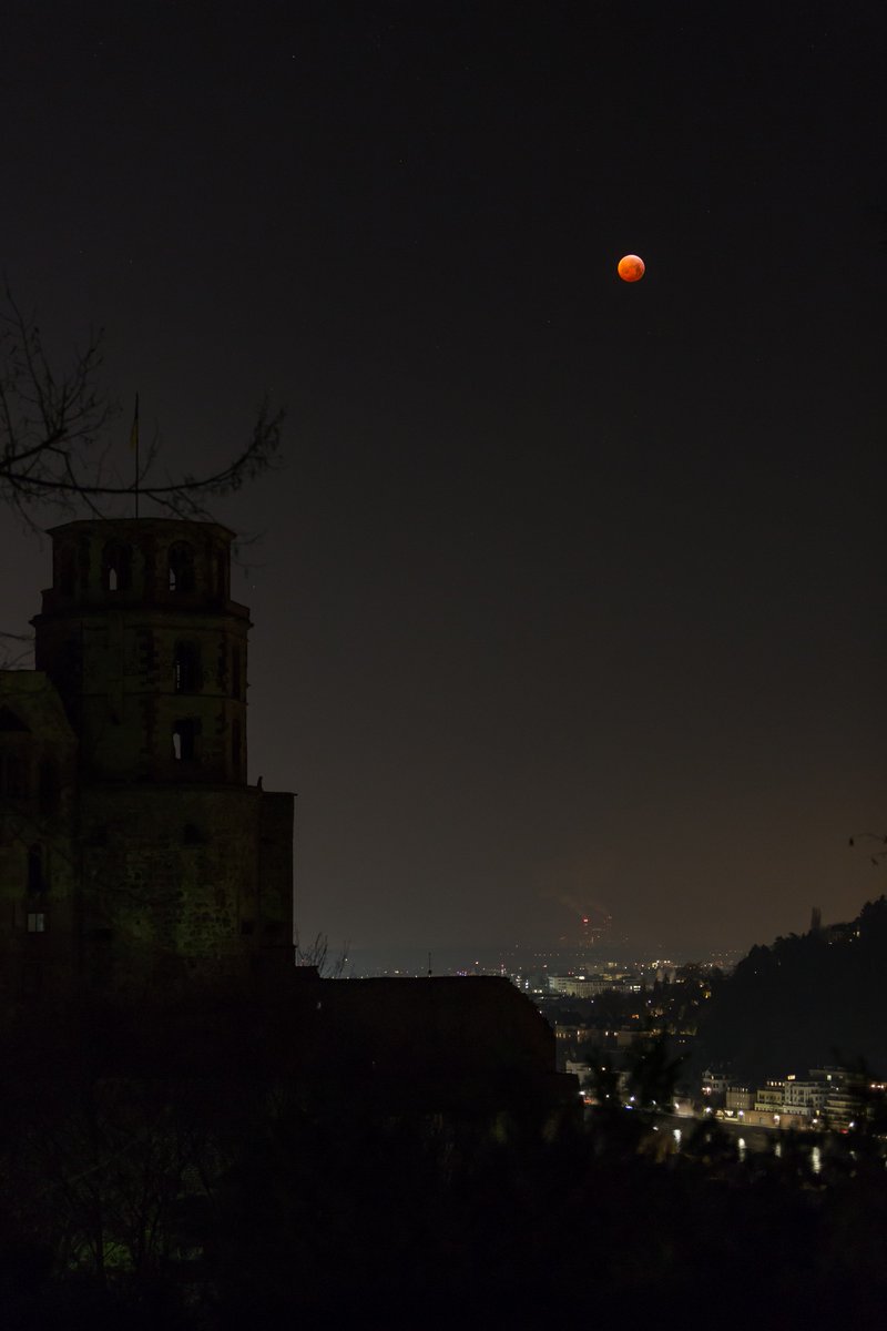 Lunar eclipse 2019 seen from Heidelberg Castle garden. #LunarEclipse #yourESA