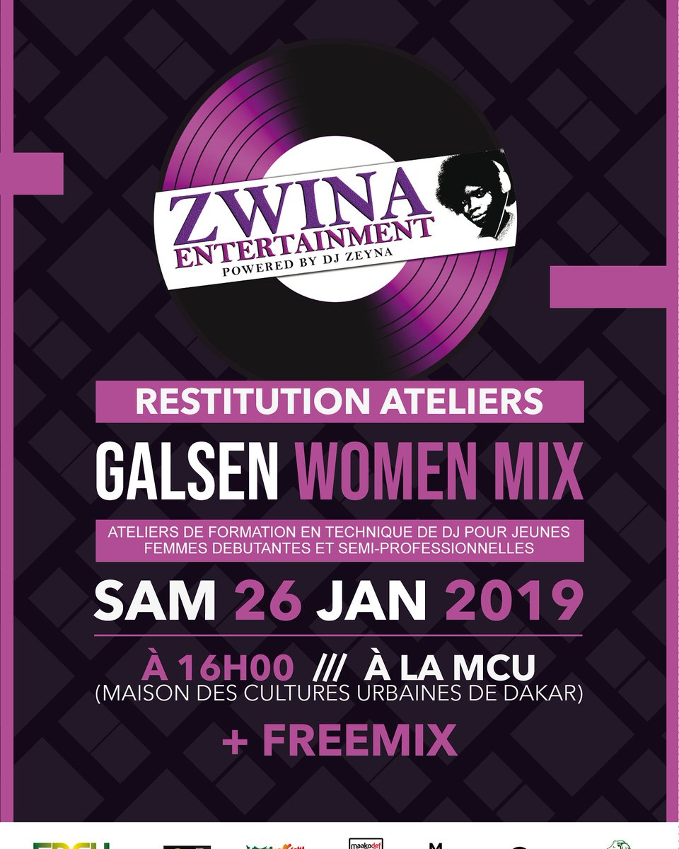 *** INVITATION***
La restitution des ateliers du GALSEN WOMEN MIX, après la série d’ateliers de formation en techniques de dj pour les jeunes femmes, la remise des attestations aura lieu ce Samedi 26 Janvier à 16h à la maison des cultures urbaines Dakar MCU + une session FREEMIX