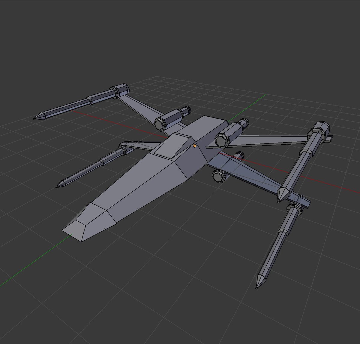 A very basic X-Wing from #starwars
#xwing #xwingfighter #blender3d #gamedev #indiedev #game #unity #unity3d #indiegame #developer #dev #gamedeveloper #indiegamedeveloper #lowpoly