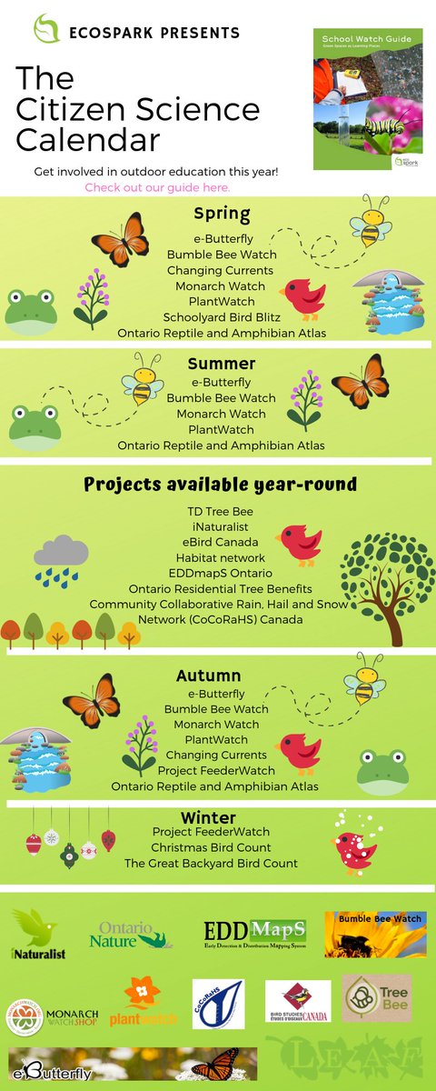 EcoSpark_Env's tweet photo. EcoSpark's School Watch program opens today! This program teaches you how to lead citizen science projects with your students on school grounds! Check out our Citizen Science Calendar to get you started with some ideas and sign up for a workshop led by our coordinator! #citsci https://t.co/mo9bI9ABHj