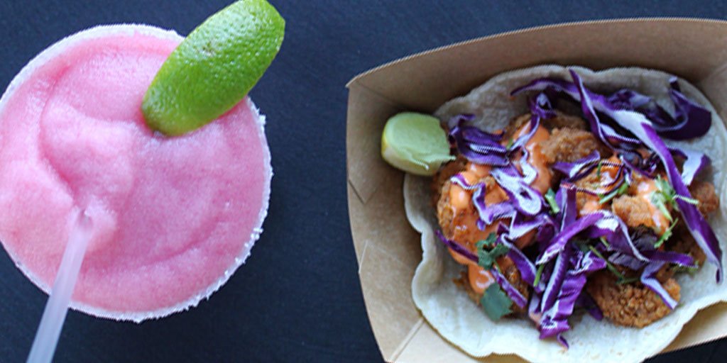 Baja shrimp taco + Raspberry Margarita: Can you think of a better duo? We can’t. 🤷‍♂️
