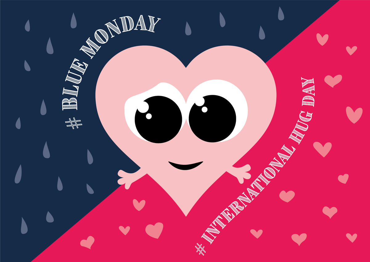 Last van Blue Monday? Geen nood! Gelukkig is het vandaag ook Wereld Knuffeldag! #bluemonday #blauwemaandag #wereldknuffeldag #knuffelen