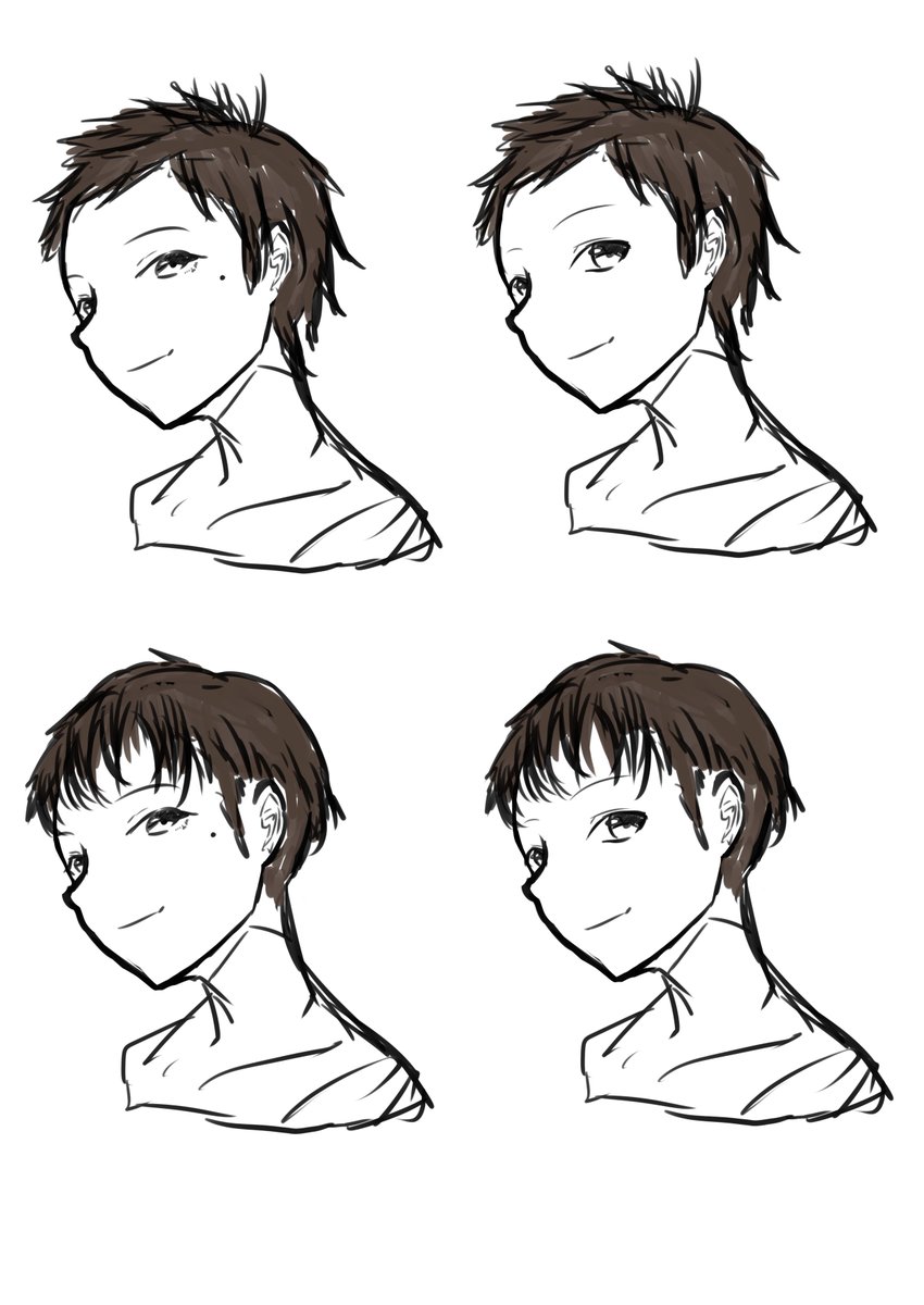 主人公の友人のキャラデザ考え中
短髪+茶髪ってとこまでは決まってるけど、なかなか難しい 