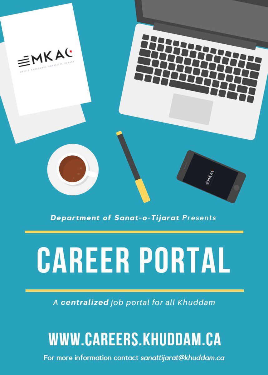 AMYACanada's tweet image. Our MKAC department of Sa`nat-O-Tijarat (Trade &amp;amp; Commerce) has launched its own Careers Portal. Along with new job openings in various professions; it'll be regularly posting career insights such as interview tips, resume building and podcasts.

Check out:
careers.khuddam.ca/#