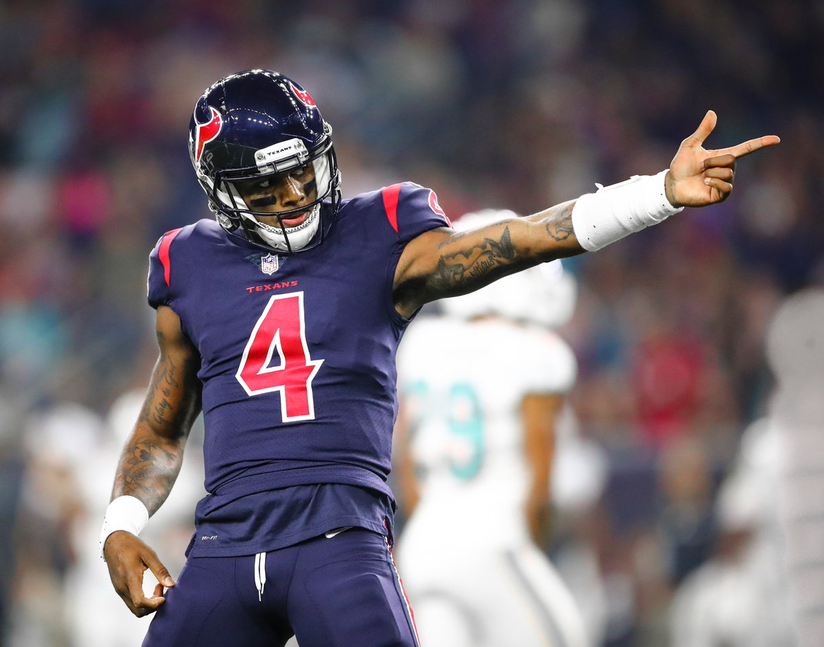 TexansPR's tweet photo. Houston #Texans QB @deshaunwatson has been named to the 2019 Pro Bowl to replace Patriots QB Tom Brady, who is unable to participate due to the Super Bowl.

Watson is the 6th Pro Bowl selection for the Texans, joining @clownejd , @DeAndreHopkins, @bm1157, @millertime_6 &amp; @JJWatt. https://t.co/k8tclOuYRP
