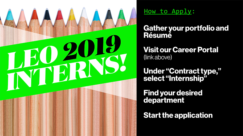 LeoBurnettChi's tweet photo. You’ve been asking for it—now it’s here! Our 2019 Internship application is finally open. Apply today: https://t.co/CIklCCB8Bd https://t.co/PToNqXidEq