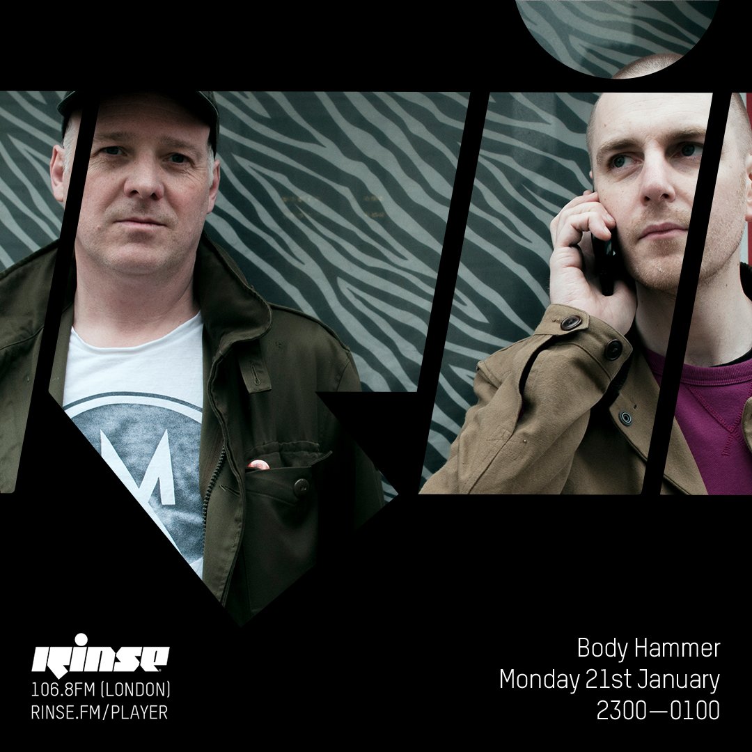RinseFM's tweet photo. Up at 11PM we have #BodyHammer on https://t.co/Q0ed1ktSEG & 106.8FM #RinseFM https://t.co/R9TTAHNCOP