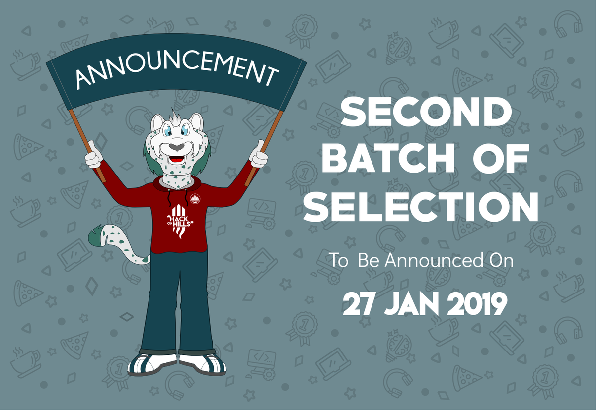 hackonhills's tweet photo. Second batch of selections 🚀 for Hack On Hills 4.0 is to be done on 27th January, 2019. Accepted individuals and teams do share your acceptance 🎉 on social medias and don't forget to tag us. 💖
Register now at: https://t.co/CpW45egu6a
All the best!!
#hackonhills #devfolio #nith https://t.co/usDPpeNNqA