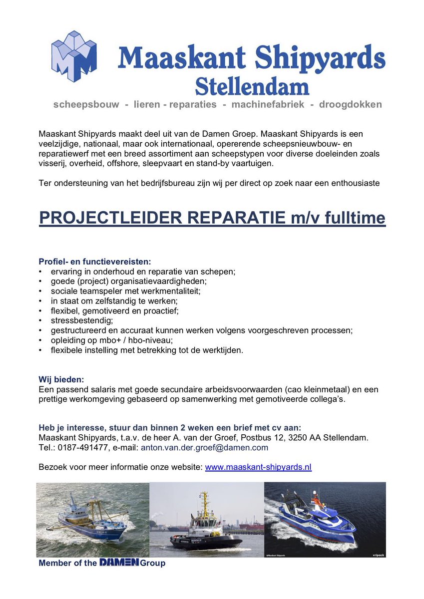 Wij zoeken een projectleider reparatie!