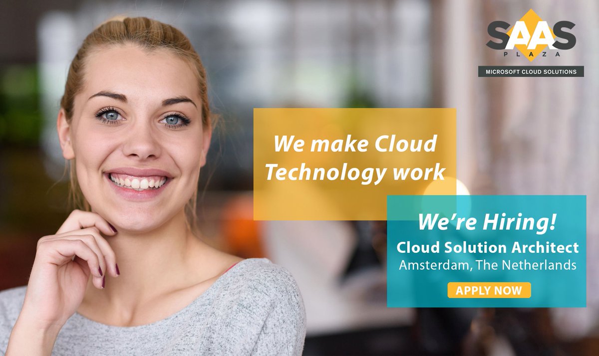 saasplaza's tweet image. Do you want to be part of the Cloud revolution? Come work with us! We are #hiring a #CloudSolutionArchitect to join our team in #Amsterdam! Apply here: ow.ly/Gs9730nofdu #Azure