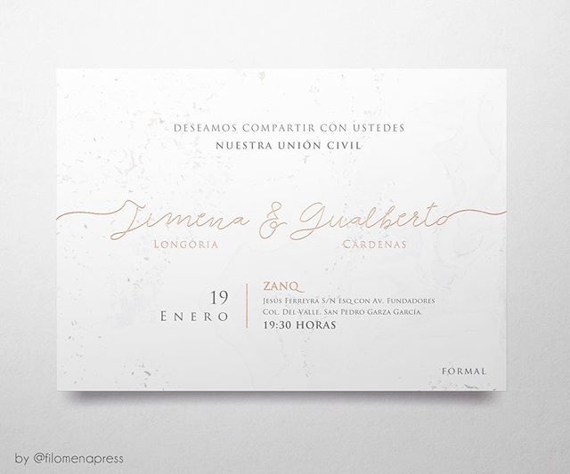 filomena_press's tweet photo. 💌 Invitación para ceremonia civil de @jimenalongoria &amp; @gualycardenas ¡Muchas felicidades chicos! 👰🏻🤵🏻💍📃🎉 https://t.co/S0FhjREDNV