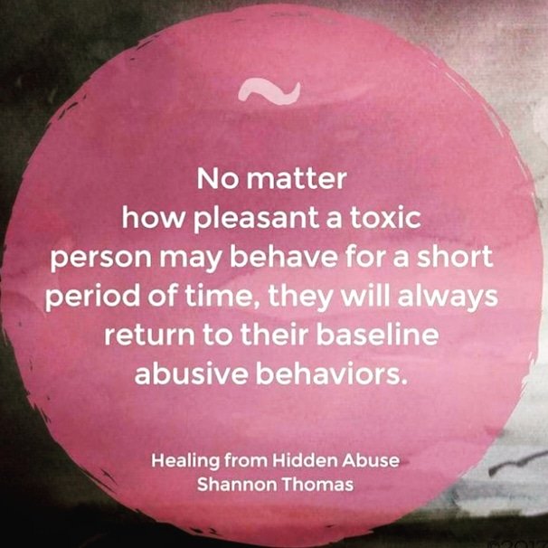 I can recall moments when my narc ex would temporarily get it together, only to reel me back in &amp; restart the destructive cycle. Don't be fooled. A #narcissist is who he/she is and, most likely, will always be. #narcissism #npd #narcissisticpersonalitydisorder #narcissisticabuse