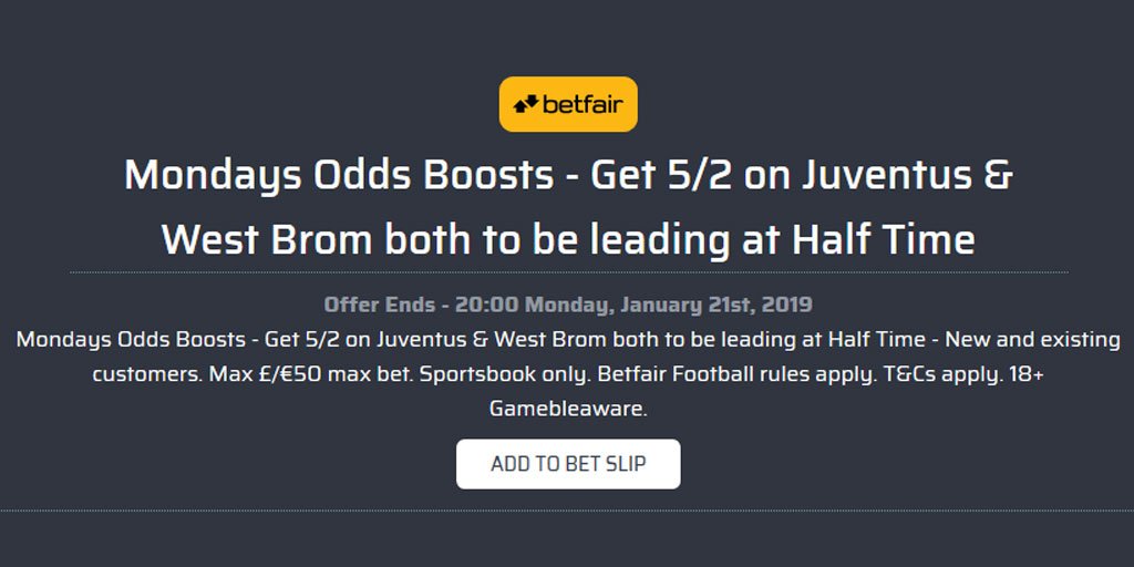 predictzcom's tweet photo. #Oddsboost #bet!
Get odds of 5/2 for #Juventus and #Westbrom to both be leading at half time!
Claim this offer here ▶️ https://t.co/E8WW7KdyIY
Full T&Cs apply. 18+ Gambleaware.
#BOLWBA #JUVCHI https://t.co/YScQV3ohtC