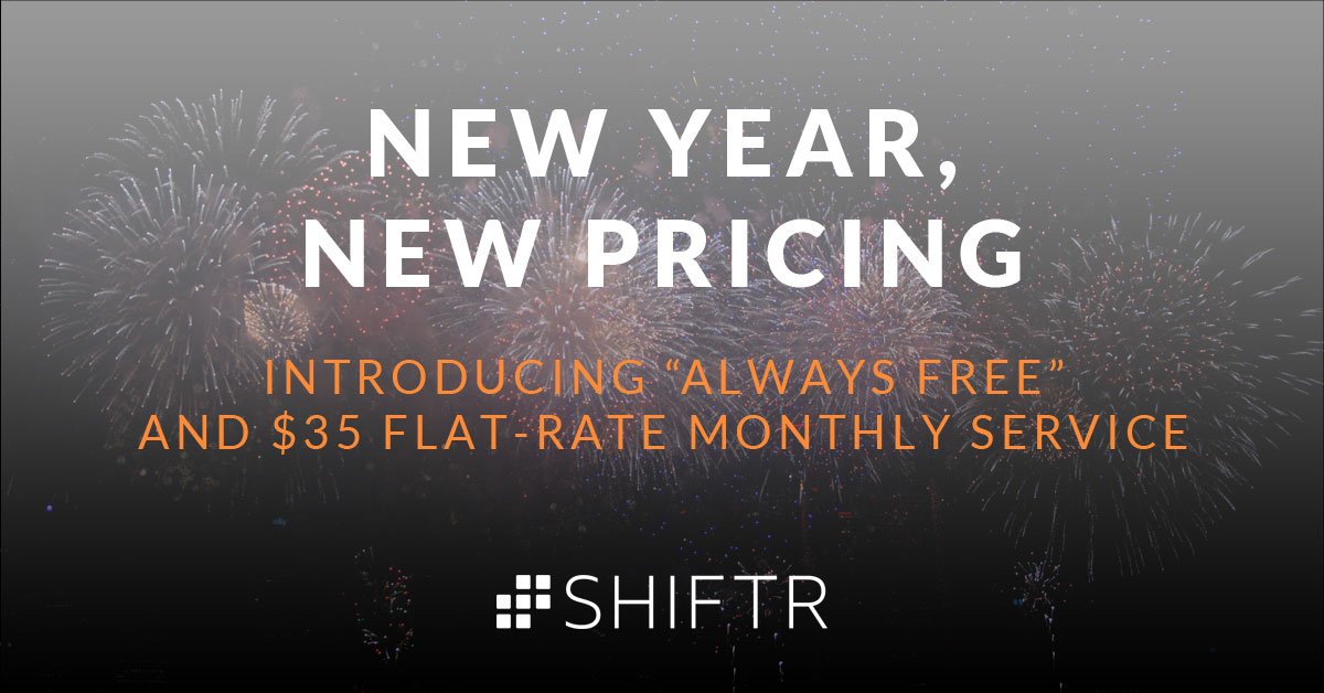 New year, new pricing! SHIFTR scheduling + time clock for employees, volunteers and events. Start scheduling for free and create the schedule in minutes! Learn more or sign up: shiftr.works. Let us know if you'd like a demo, we're right here in #LNK! #Nebraska #Omaha