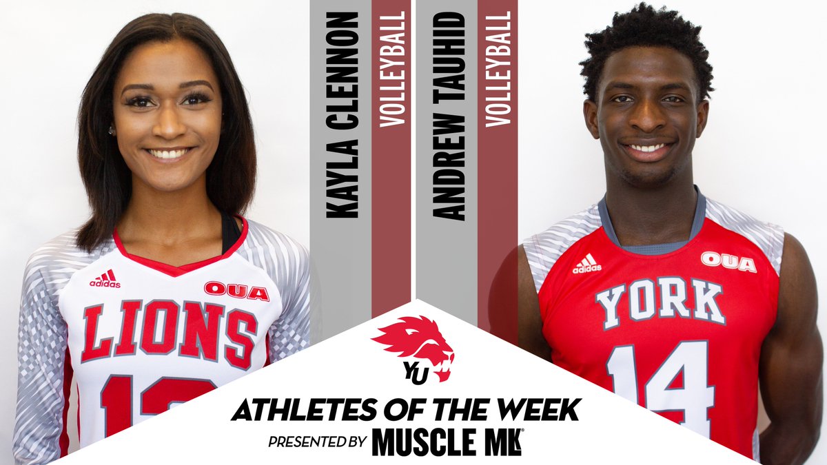 yorkulions's tweet photo. AOTW | Congrats to Kayla and Andrew for being named #yorku athletes of the week! They each receive a prize pack from our friends at @MuscleMLKCAN! #lionpride 

https://t.co/rWRQD6qKrK https://t.co/K3D6Y4ltTa