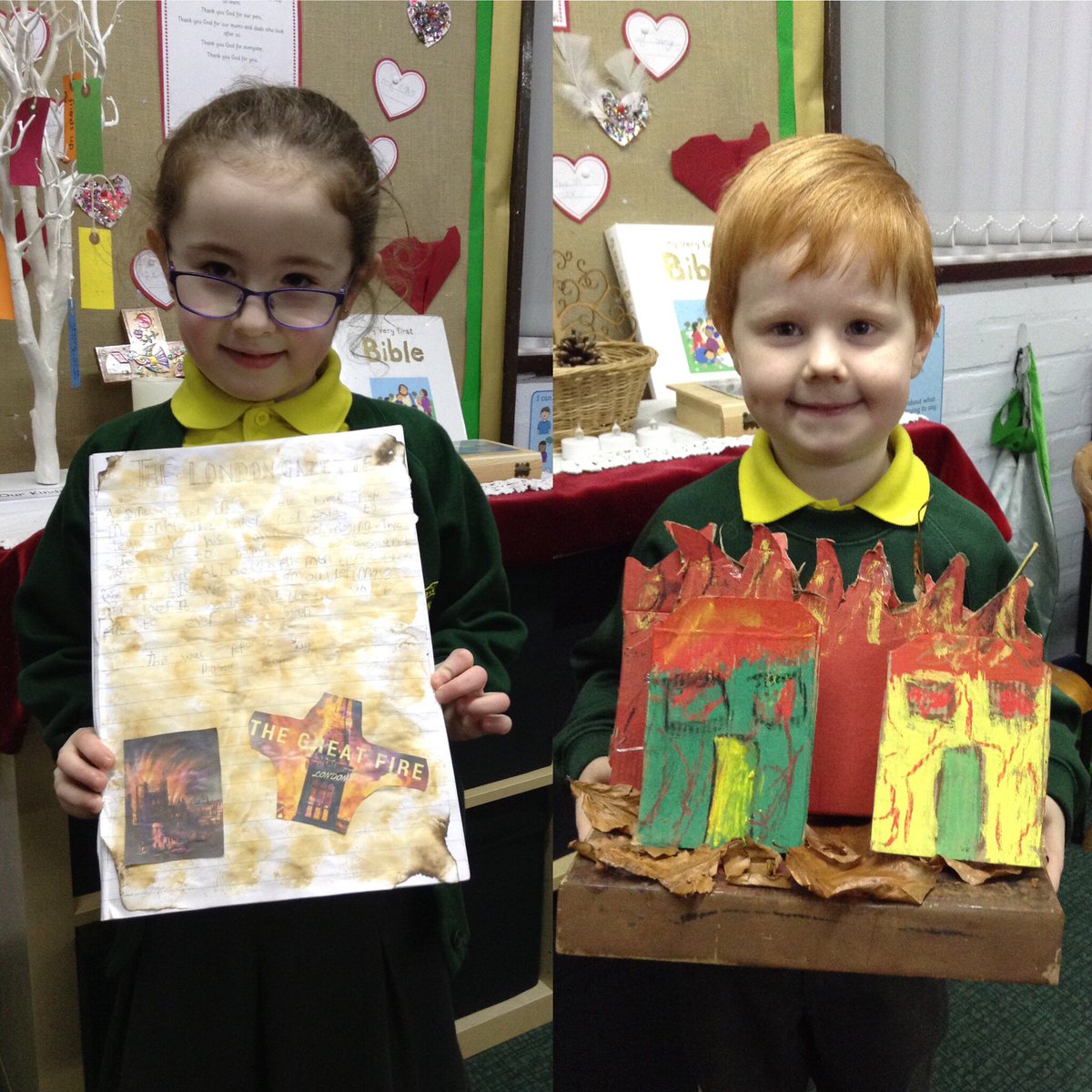ChristChurchCoE's tweet image. Look at these fabulous home-school link projects from Year 1 all about their history topic, The Great Fire of London.🔥 #homeschoolproject