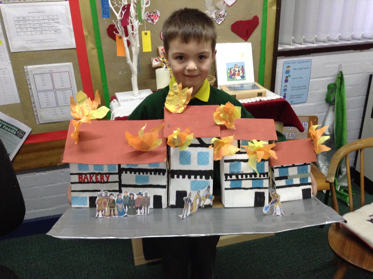 ChristChurchCoE's tweet image. Look at these fabulous home-school link projects from Year 1 all about their history topic, The Great Fire of London.🔥 #homeschoolproject