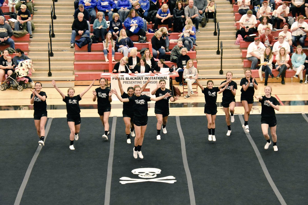 PCSCheer's tweet photo. We’re only this happy about once a week...so catch us this Thursday at home @ 6:00! WEAR BLACK! 🖤 https://t.co/nWruW0gWFY