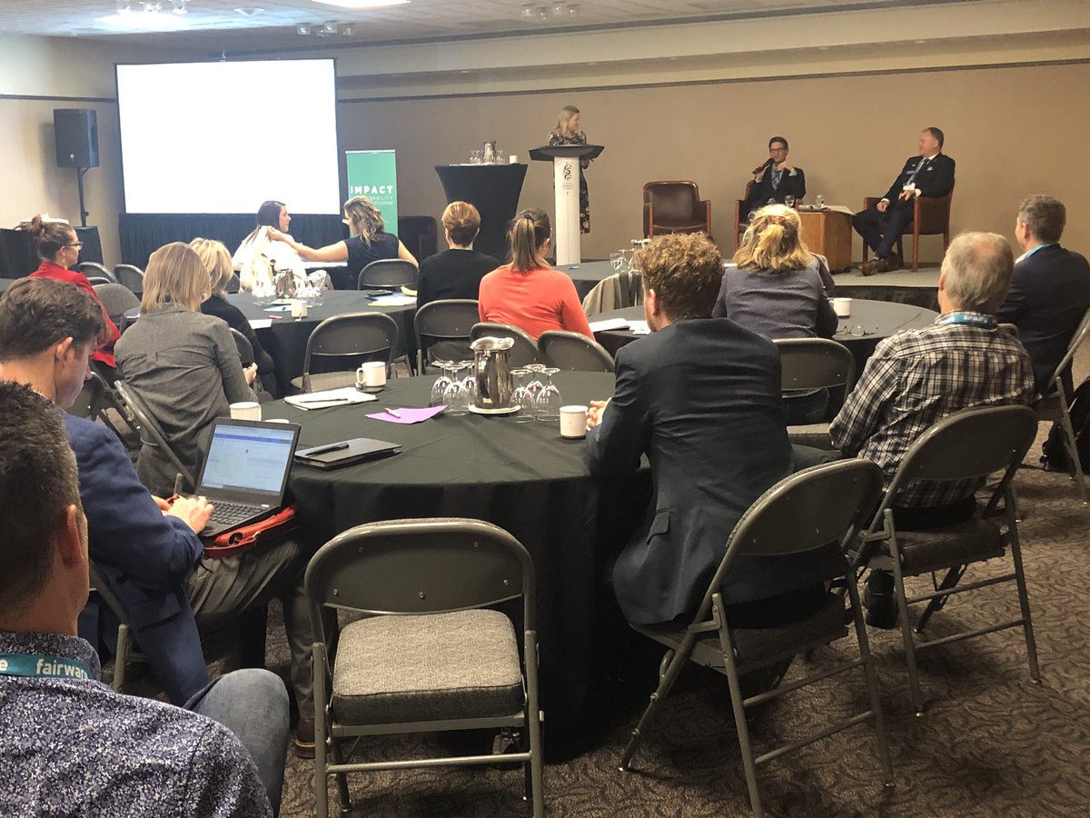 All ears in our Place 2 Place 2.0 session this morning! We’re hearing from Geoffrey Tauvette, Director, Fuel &amp; Environment at <a href="/WestJet/">WestJet</a> and John Wilson, President &amp; CEO of <a href="/WilsonsBus/">Wilson's Group</a>   #IMPACT2019