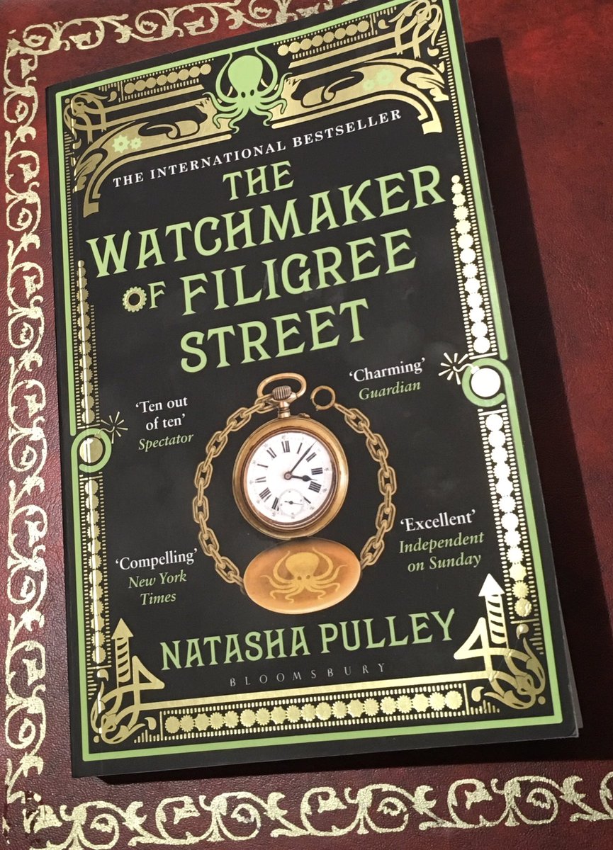 JenCTRobinson's tweet photo. What a fabulous book by @natasha_pulley  Its characters continue to play in the imagination long after the last page. Sadly I don’t have a clockwork octopus to go in the photo. #watchmakeroffiligreestreet https://t.co/xF20QHFxeX