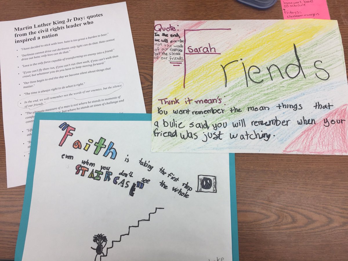 bbickerstaffe1's tweet photo. 5B and 5C honor the memory of Dr. King by interpreting his words.#MLK @LincolnWPS https://t.co/VK2ZSByxim