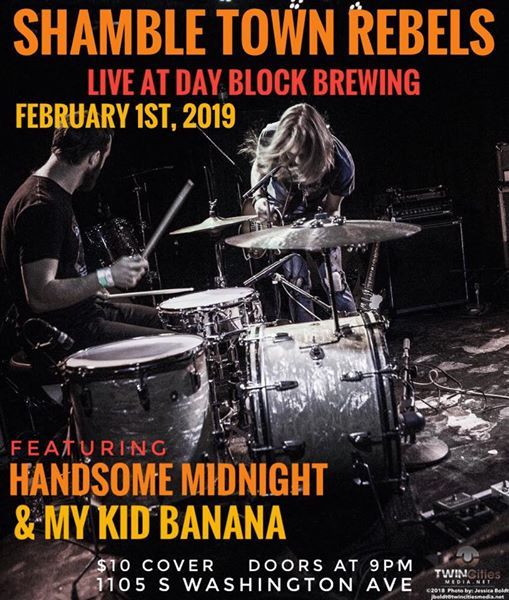 AllyEmEnt's tweet photo. Handsome Midnight; @Handsome_rocker is at is again with Shamble Town Rebels; @shamble_town and My Kid Banana; @mykidbanana Check them out Feb 1st at the @DayBlockBrewing 

https://t.co/zdjysHLfMM https://t.co/fDEX7aRkJD
