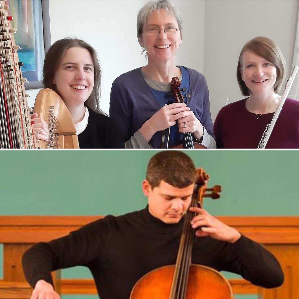 Don’t forget to buy your tickets for the last two concerts in the Bridge Cottage Chamber Music Series.
On 9th February at 7:30pm is Flute, Viola and Harp Trio- Charlotte Munro, Ellie Blackshaw and Anna Wynne.
Then on 16th March at 7:30pm - Bach ‘Cello Suites with Pavlos Carvalho.