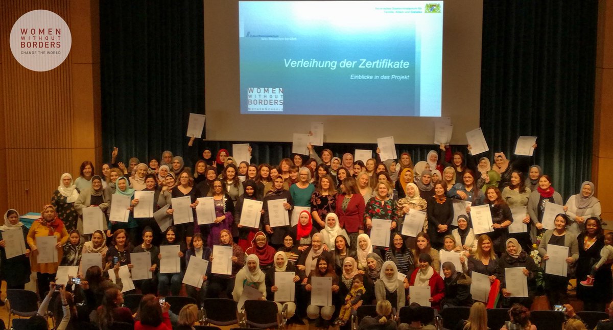 WwB_SAVE's tweet photo. Celebrating 120 #WomenWithoutBorders #MotherSchools graduates in Germany. A new generation of mothers determined and empowered to protect their children from the threat of extremism. #MothersPreventingViolentExtremism #MPVE https://t.co/bD9AOgRhCM