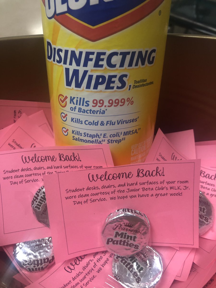 On #MLKDay, we give back - a group of fantastic Beta Club students cleaned all the classrooms of AMS. Yes, on their day off from school we serve others. Always proud to be their advisor☺️ #WCPSS #WhatStartsHereChangesEverything <a href="/apexmscougars/">Apex Middle School</a>