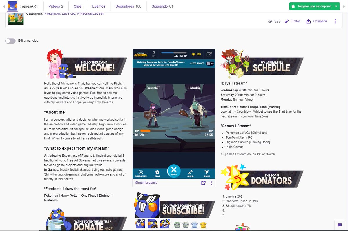 TPitchart's tweet photo. My #twitch channel has now a cool #rpg game you can play even when I am offline! And you can build a Guild inside my channel. I thought it could be entertaining!! I already got equipment to put on my character~#videogames #streamlegends ---> https://t.co/dHxxhVDL43 https://t.co/6KBjy3uWho