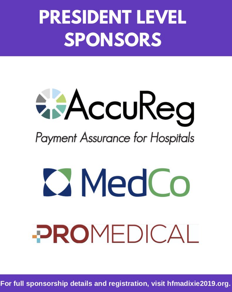 HFMADixie2019's tweet photo. @ProMedical_LLC @medcoservices @AccuRegSoftware https://t.co/ntGzHkHTbA