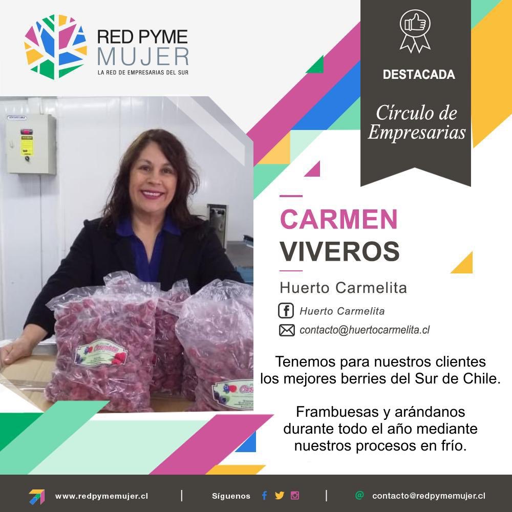 ✨ Hoy destacamos✨ a nuestra empresaria Carmen Viveros, de la ciudad de La Unión, Región de Los Ríos 💪🏼. Carmen es parte del #circulodeempresariasrpm
.
.
#redpymemujer
#losrios
#launion
#empresarias