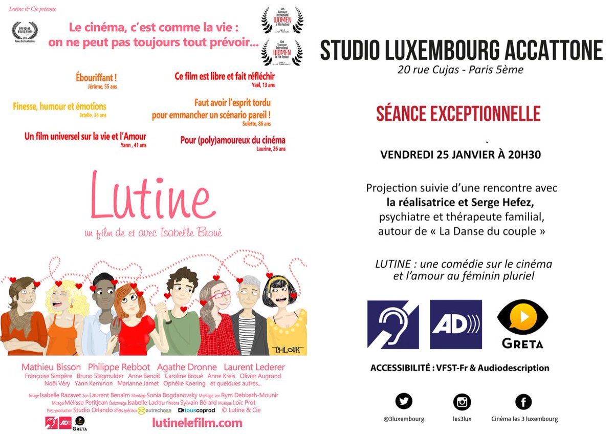 IsaLutine's tweet photo. 📢 OYEZ PLACES A GAGNER ! 🎬
Vous aimez le cinéma ? Le #polyamour vous intrigue ?
#LUTINE : une comédie + rencontre avec Serge Hefez sur "La Danse du couple" + cercle de parole
https://t.co/luQrsTxuFG 
➡️ FOLLOW + RT : Tirage au sort le 25 à 12h 
#Polyamorie #Concours #LGBTQ https://t.co/cgKeOViI2z
