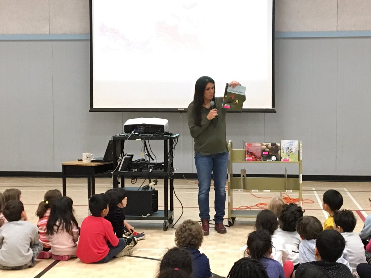 Author Louise Campbell speaks to @IrwinParkSchool Primary classes about honouring her elders and language through her writing and stories.  Cool to have an author here to share inspiration and read from her work.  #honourthepast  #westvaned