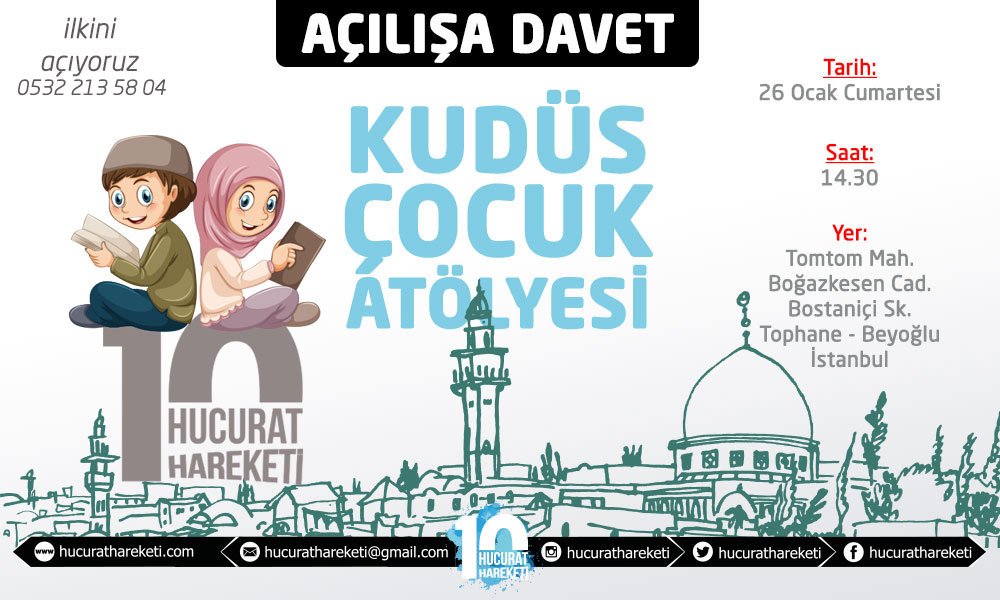 kudusgundemii's tweet photo. 📣 Etkinlik: Kudüs Çocuk Atölyesi Açılışı 
📣 Yer: Tomtom Mahallesi, Boğazkesen Caddesi, Bostaniçi Sokak, Tophane, Beyoğlu, İstanbul
📣 Tarih: 26 Ocak 2019 (Cumartesi)
📣 Saat: 14.30
📣 Organizasyon: Hucurat Hareketi 
📣 İrtibat: 0532 213 58 04

#kudüs 
#filistin 
#kudüslükadın https://t.co/A6olCDO4tA