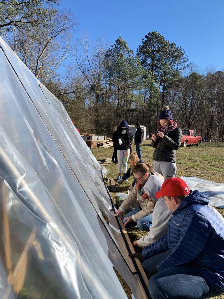SOLGardenncsu's tweet photo. Thank you NC State Better Together for helping us reassemble our passive solar greenhouse! It will give our plants a fighting chance against the weather ❄️ https://t.co/gtx99WJN6c