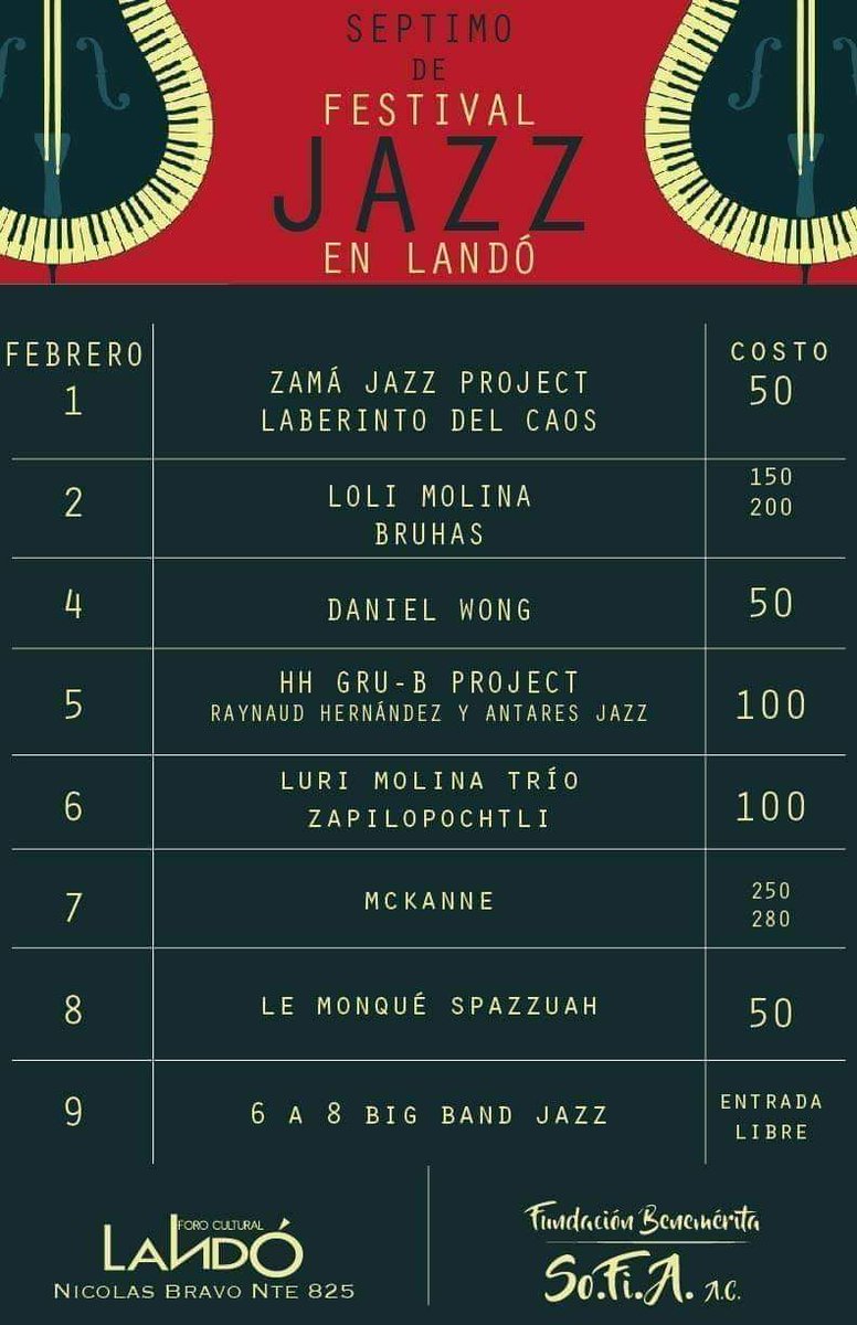 abuelo_1176's tweet photo. AQUI LAS FECHAS Y COSTOS DEL FESTIVAL DE JAZZ EN LANDÓ
ADEMAS DE LOS CONCIERTOS, EL 5 DE FEBRERO TENDREMOS UNA CLINICA DE BATERIA CON EL MULTIPREMIADO @herhecht ESTO EN @miniteatrolando , PRONTO MAS INFO DE LA CLÍNICA
@Laberintodlcaos @lurimolina @lolimolinamusic @LMSpazzuah https://t.co/RCnC5FXBEx